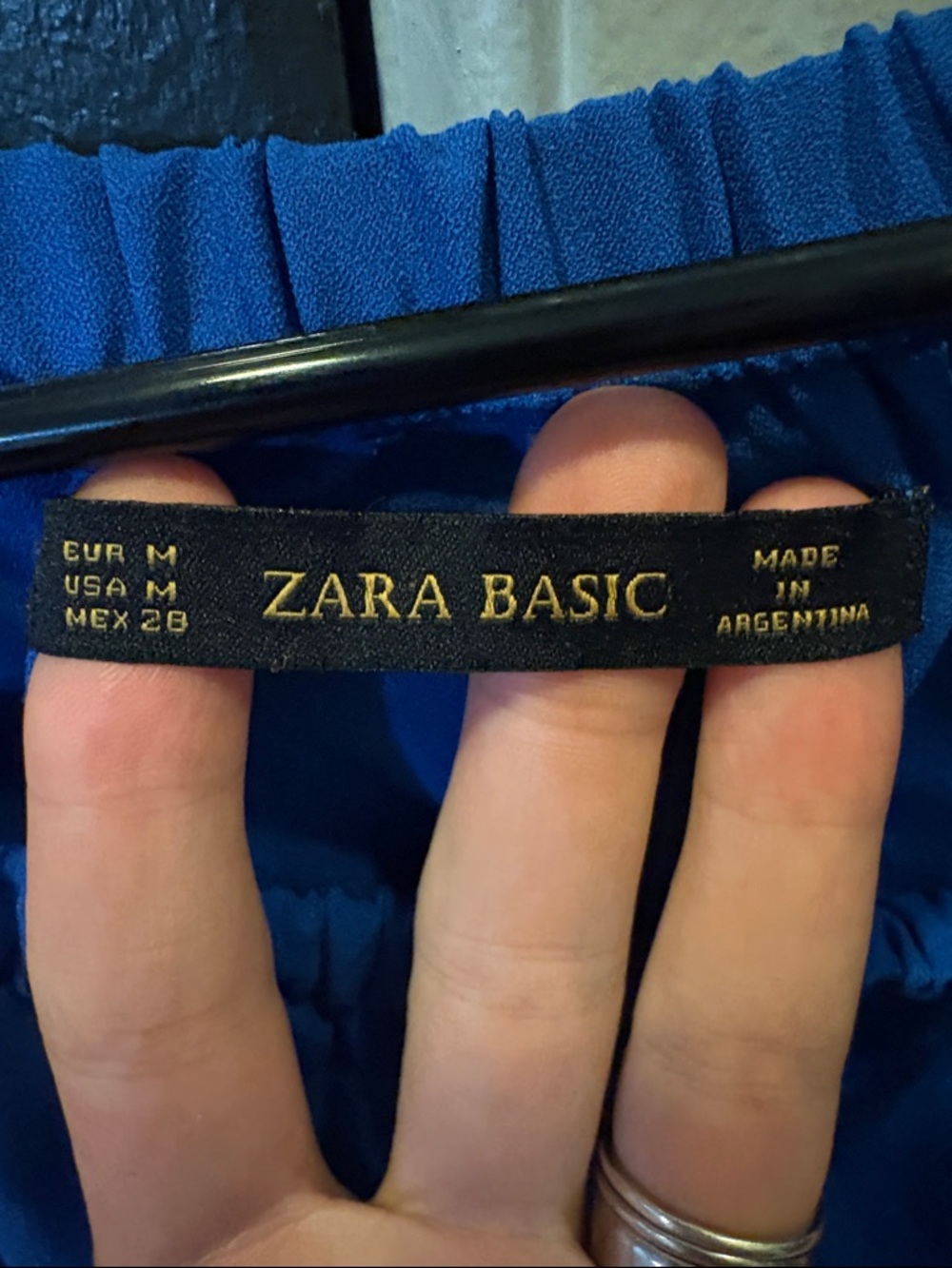 Zara Royal Blue Off-Shoulder Ruffle Blouse - Picture 3 of 5